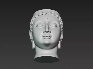 White Flowing Marble Buddha Pen Holder Showpiece 3D print model_8