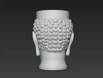 White Flowing Marble Buddha Pen Holder Showpiece 3D print model_4