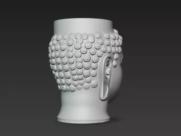 White Flowing Marble Buddha Pen Holder Showpiece 3D print model_5