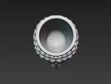 White Flowing Marble Buddha Pen Holder Showpiece 3D print model_9