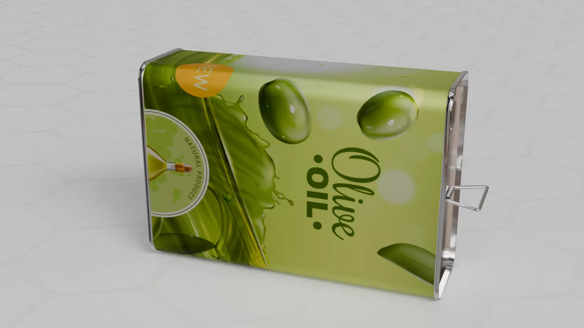 Square Aluminium Oil can tin 3D model_4