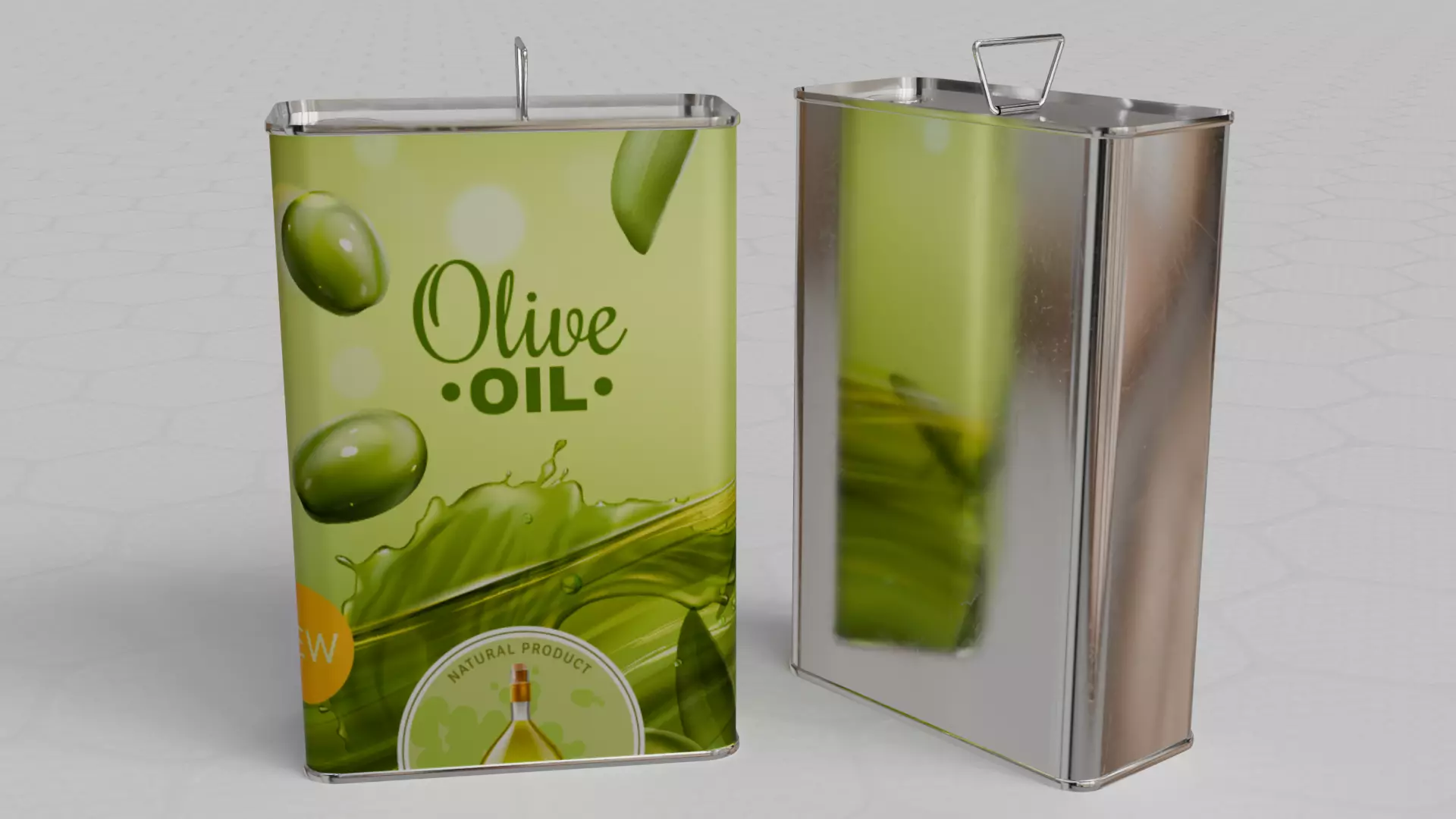 Square Aluminium Oil can tin 3D model_3