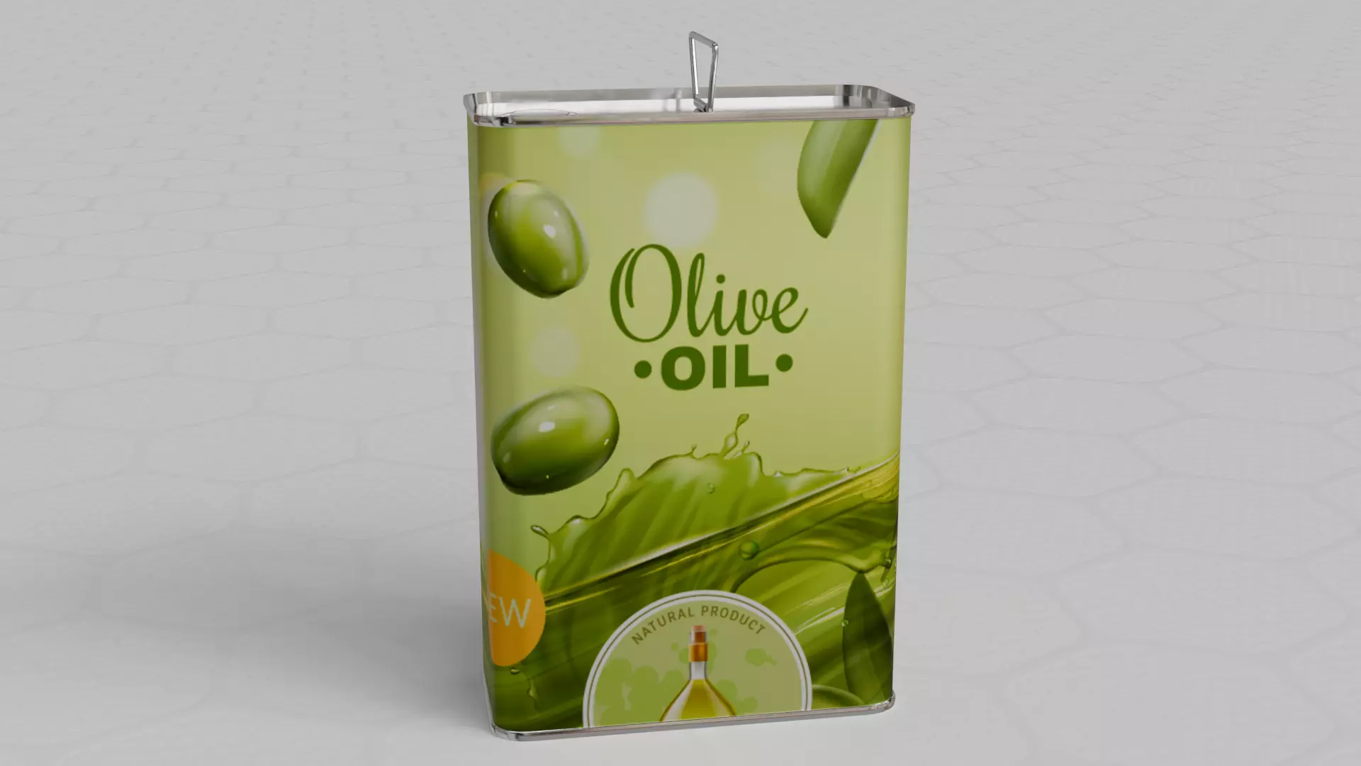 Square Aluminium Oil can tin 3D model_0