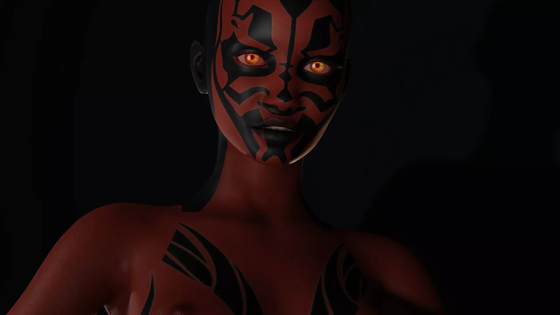 The Sith Bride  Red Demon Warrior Woman Low-poly 3D model_0
