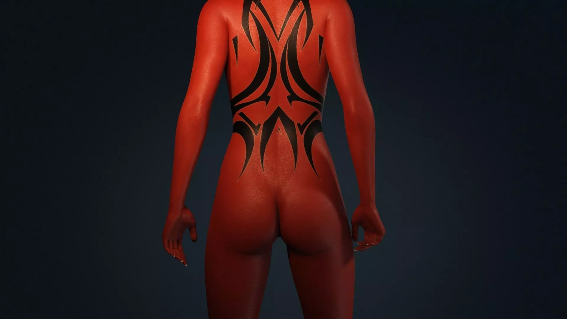 The Sith Bride  Red Demon Warrior Woman Low-poly 3D model_17