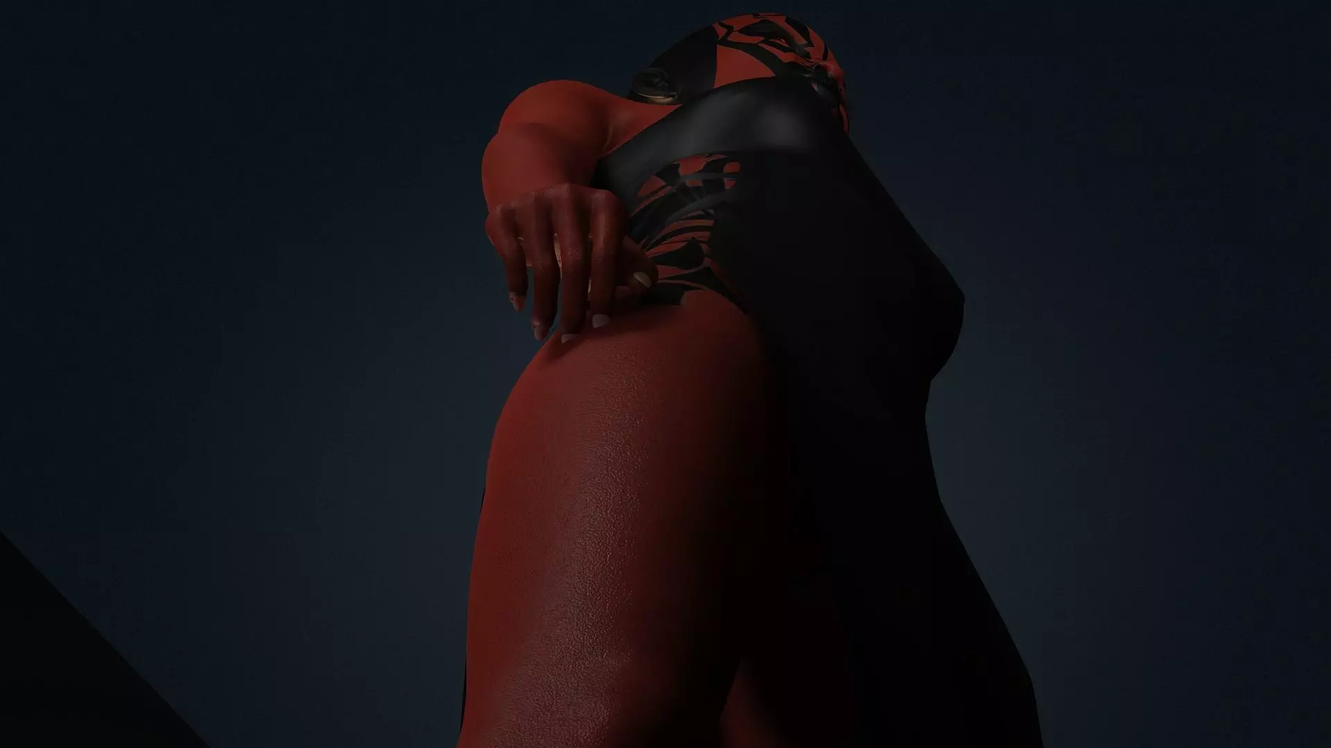 The Sith Bride  Red Demon Warrior Woman Low-poly 3D model_9