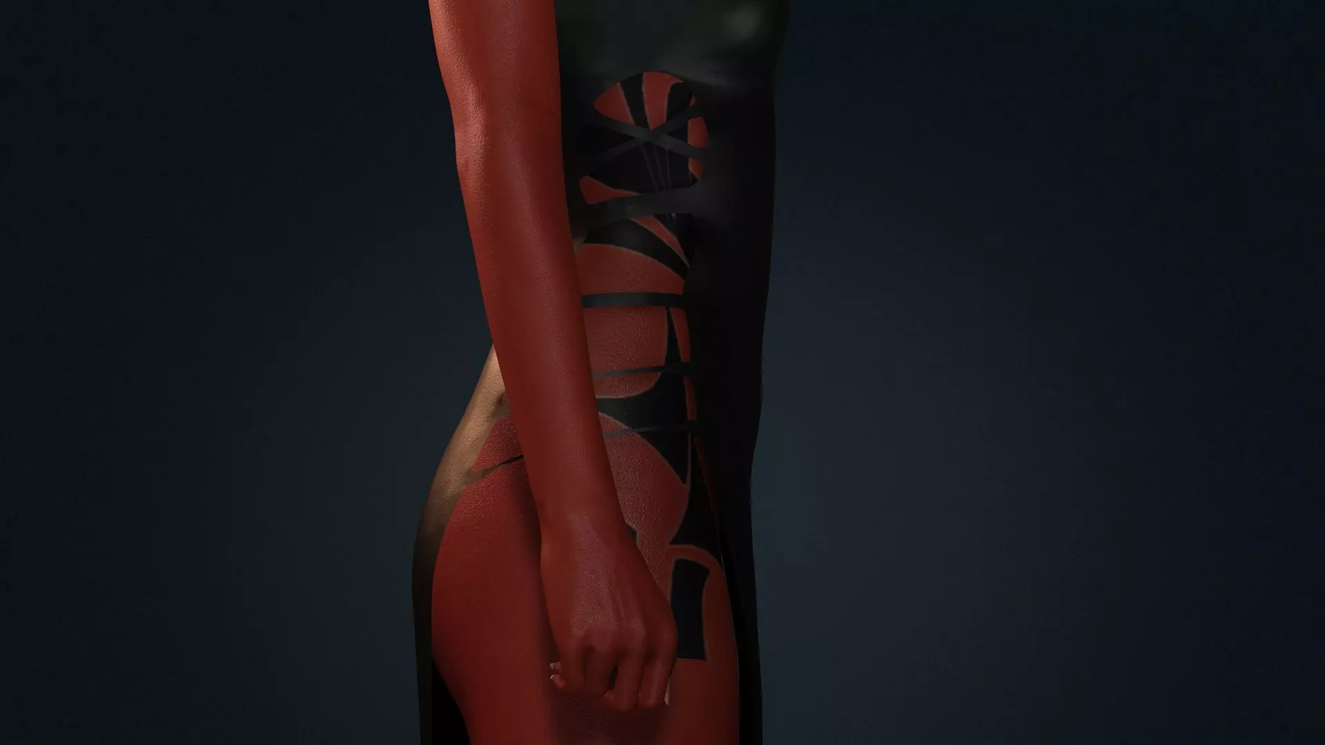 The Sith Bride  Red Demon Warrior Woman Low-poly 3D model_2
