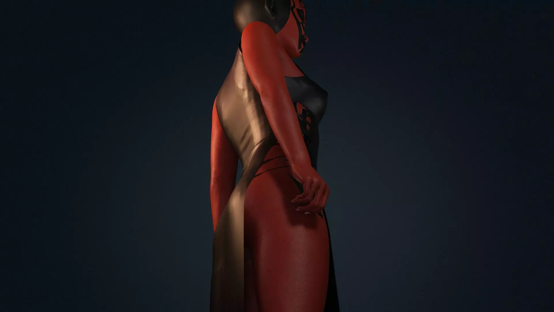 The Sith Bride  Red Demon Warrior Woman Low-poly 3D model_3