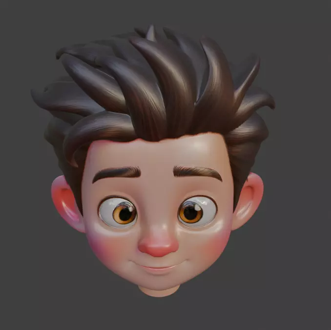 3D Cartoon boy Pixar style 3d face 3D model_4