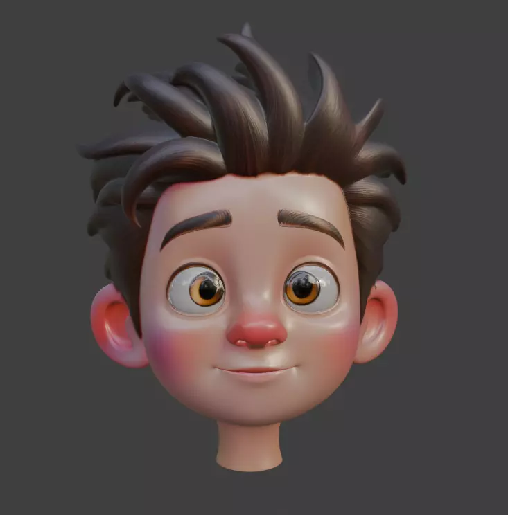3D Cartoon boy Pixar style 3d face 3D model_0