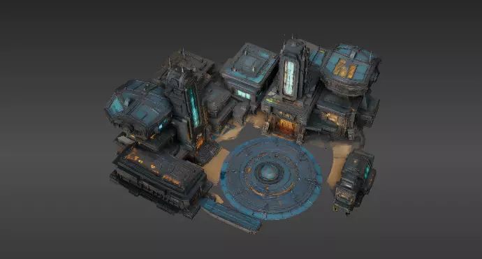 Space Habitat Sci-Fi Base Modular Low Poly And High Poly 3D model_4