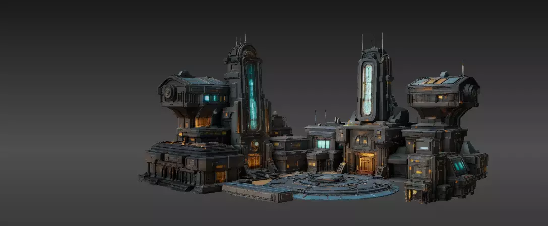 Space Habitat Sci-Fi Base Modular Low Poly And High Poly 3D model_6