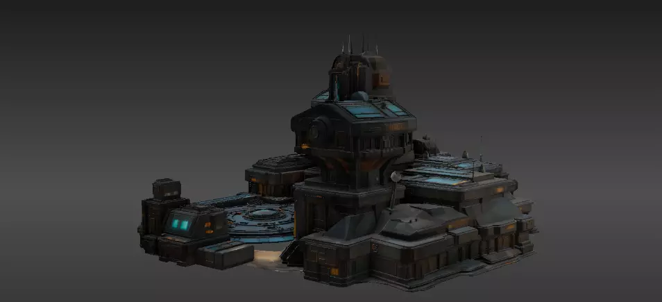Space Habitat Sci-Fi Base Modular Low Poly And High Poly 3D model_2