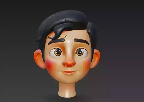 3D Animated boy Pixar style 3d face simple expression