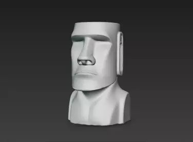 White Marble Rapa Nui Around Pen Holder Showpiece 3D print model_1