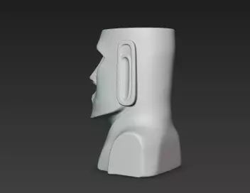 White Marble Rapa Nui Around Pen Holder Showpiece 3D print model_4