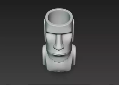White Marble Rapa Nui Around Pen Holder Showpiece 3D print model_8