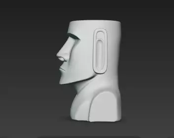 White Marble Rapa Nui Around Pen Holder Showpiece 3D print model_3