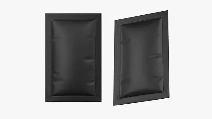 Matte Black Four-Side Seal Sachet Mockup