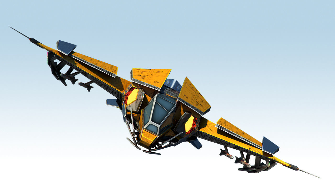 Space Jet Fighter Low-poly 3D model_19