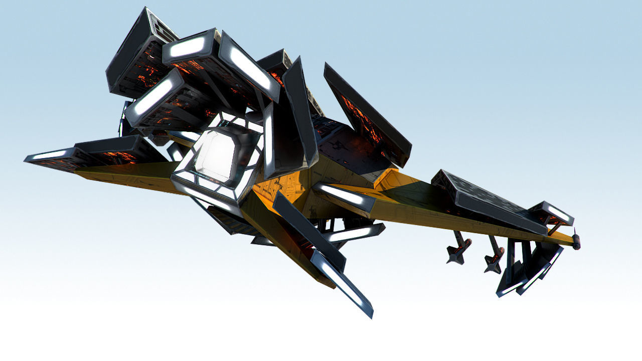 Space Jet Fighter Low-poly 3D model_9