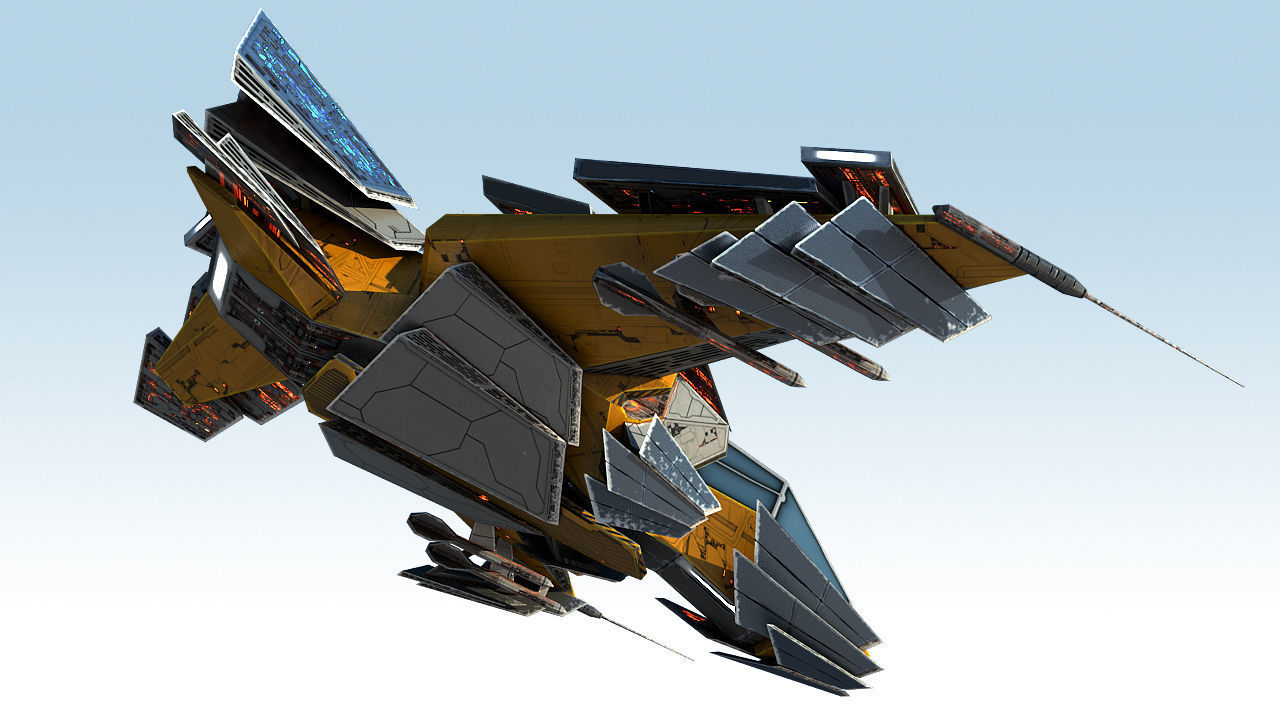 Space Jet Fighter Low-poly 3D model_3