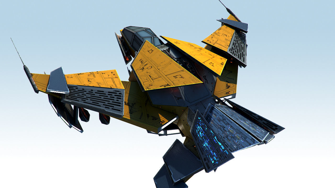 Space Jet Fighter Low-poly 3D model_15