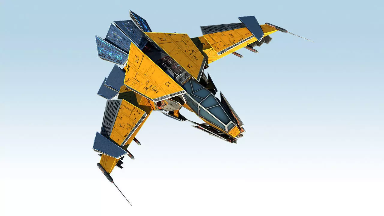 Space Jet Fighter Low-poly 3D model_0