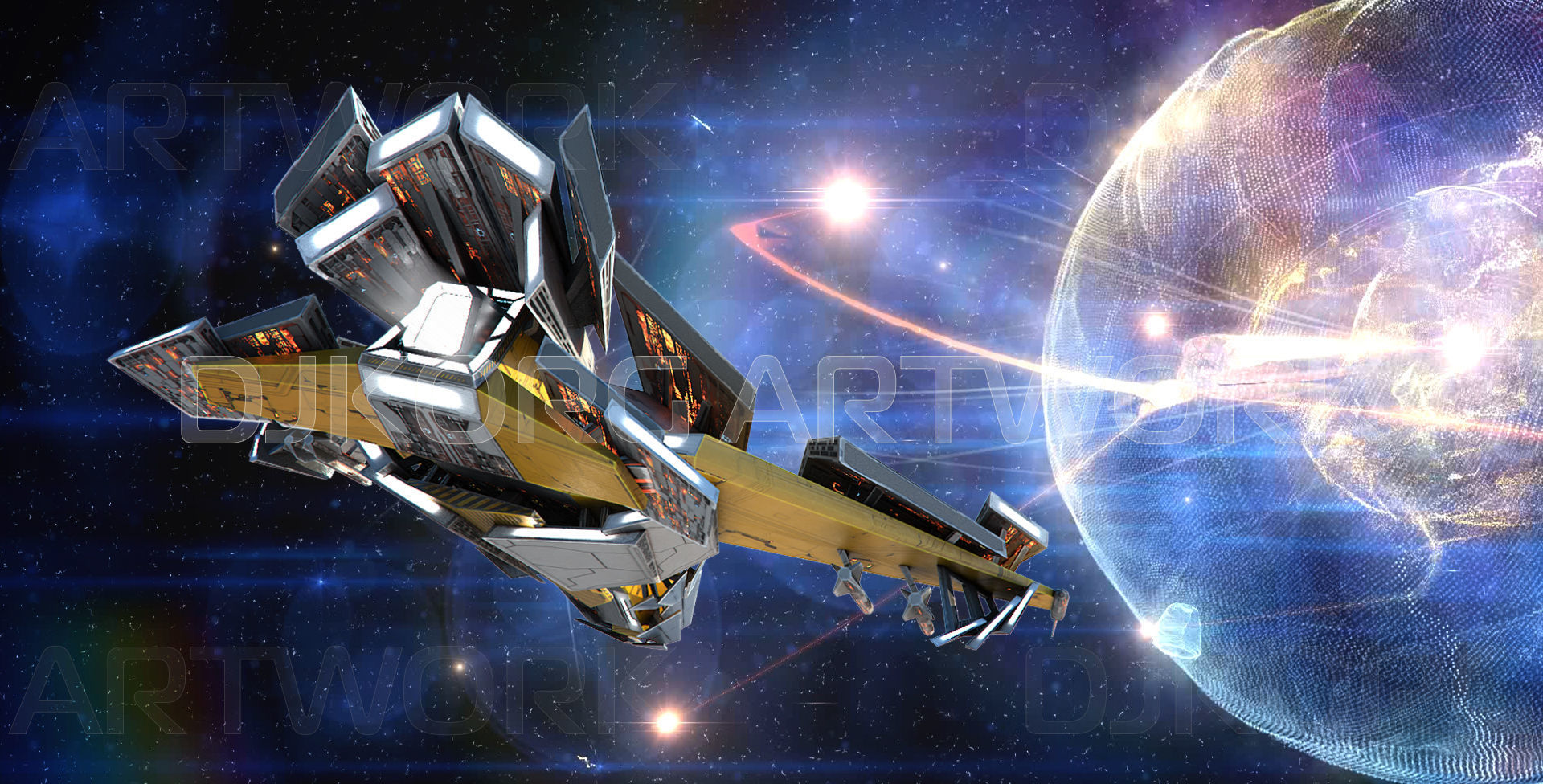 Space Jet Fighter Low-poly 3D model_4