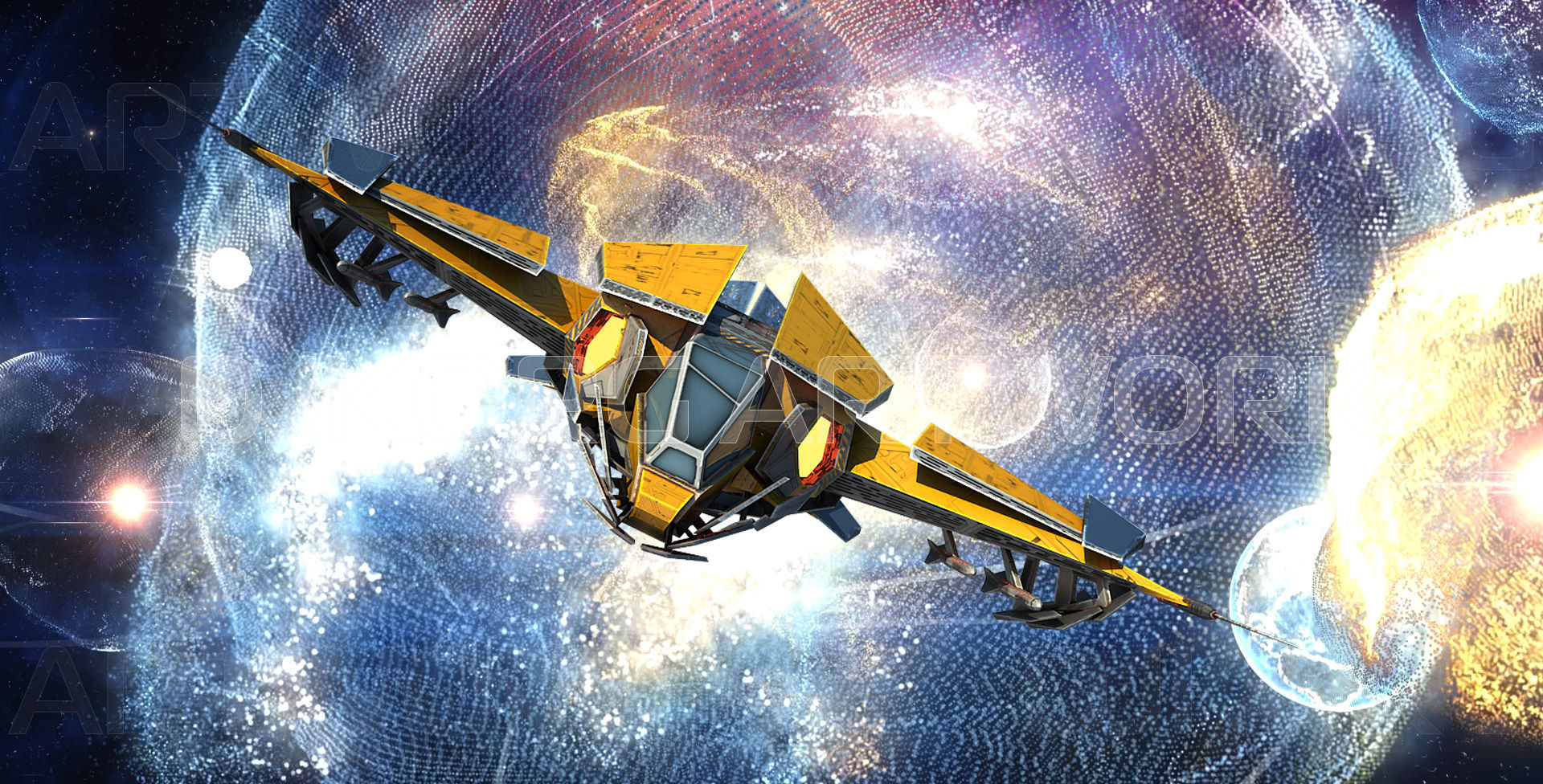 Space Jet Fighter Low-poly 3D model_1