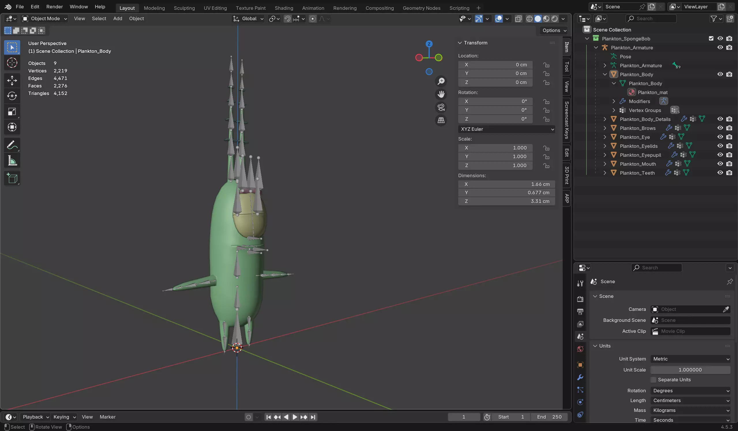 Plankton - SpongeBob Low-poly 3D model_13