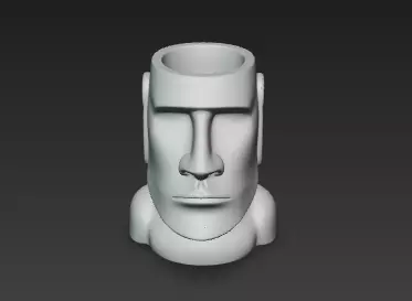 3d White Marble Rapa Nui Pen Holder Art Showpiece 3D print model_9