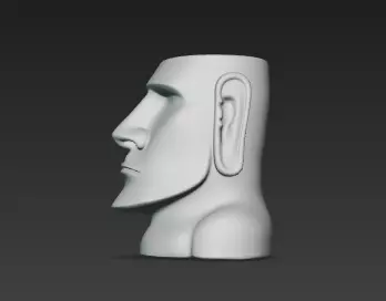 3d White Marble Rapa Nui Pen Holder Art Showpiece 3D print model_4