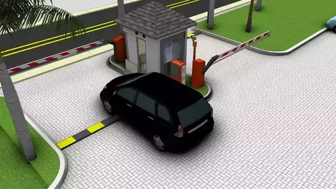 Parking Security Gate Barrier Booth System 3D SketchUp
