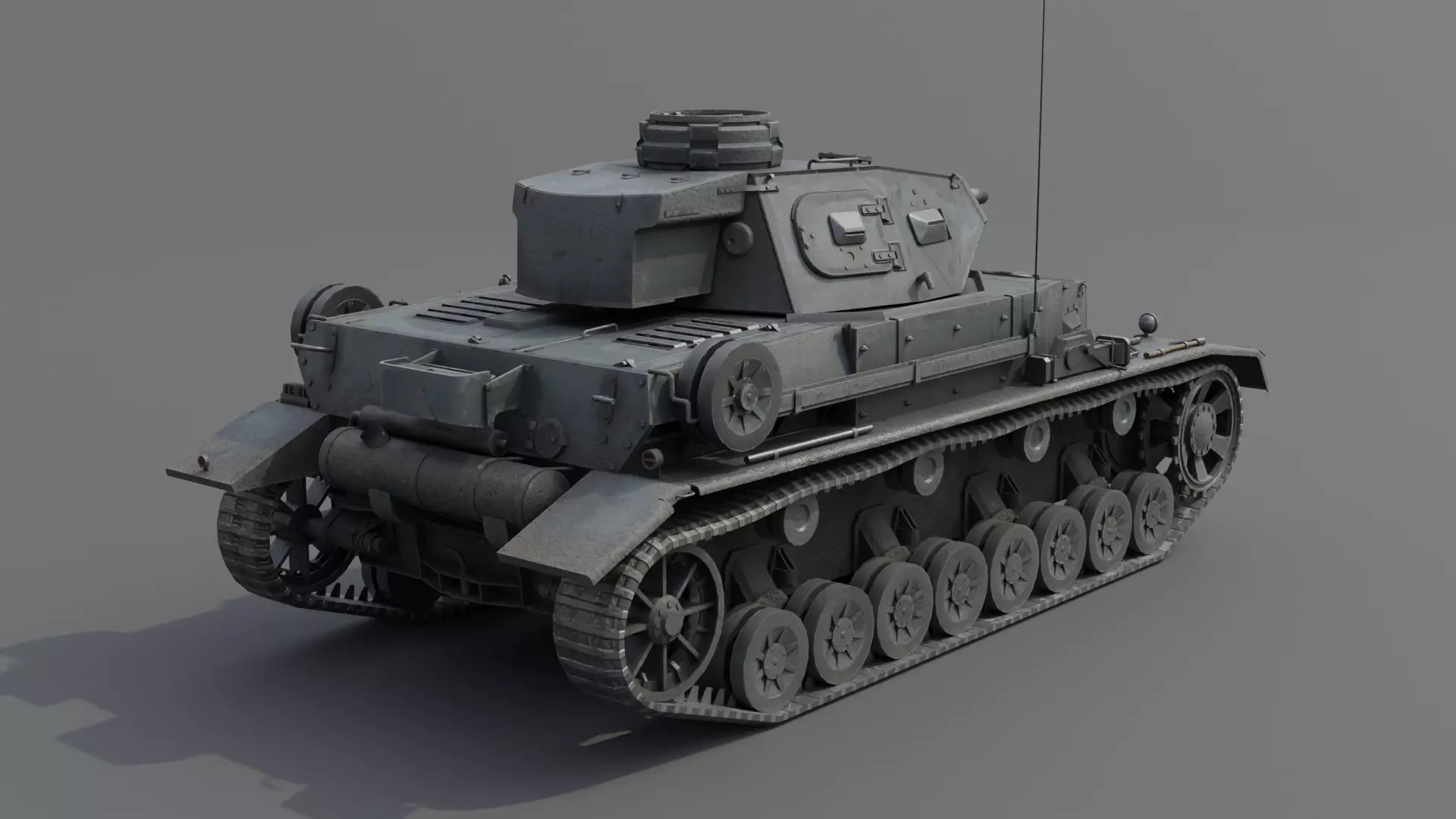Panzer IV E Medium Tank Low-poly 3D model_7