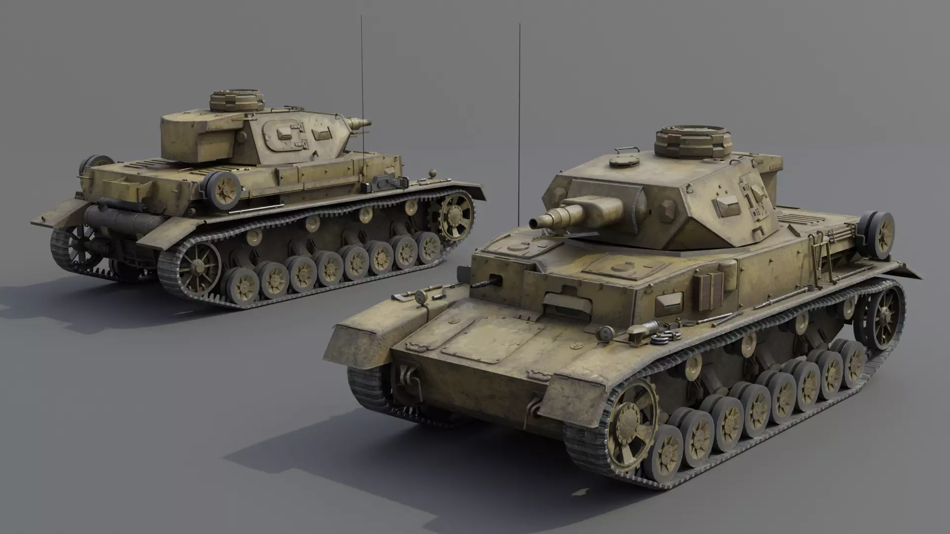 Panzer IV E Medium Tank Low-poly 3D model_3