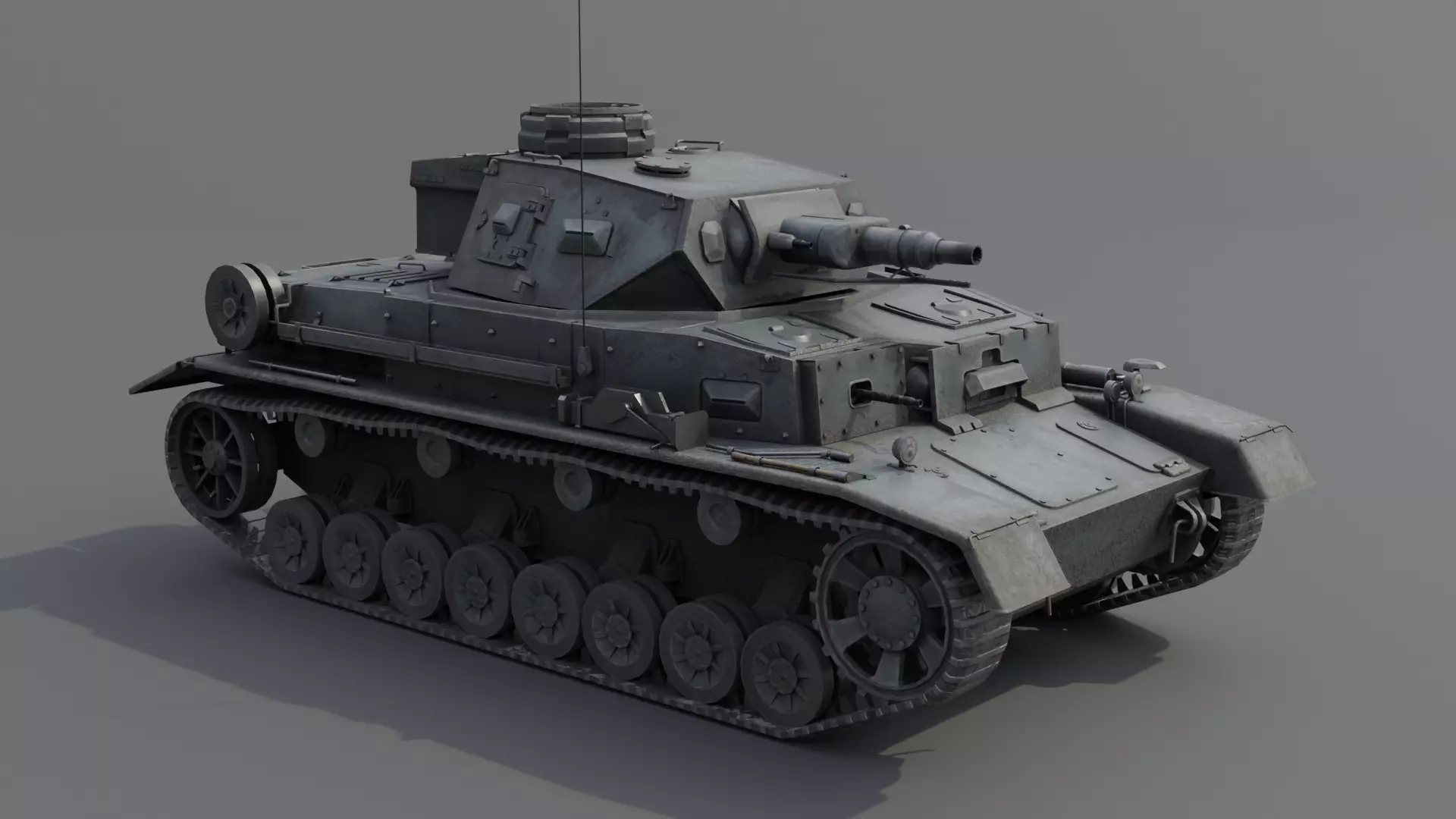 Panzer IV E Medium Tank Low-poly 3D model_6