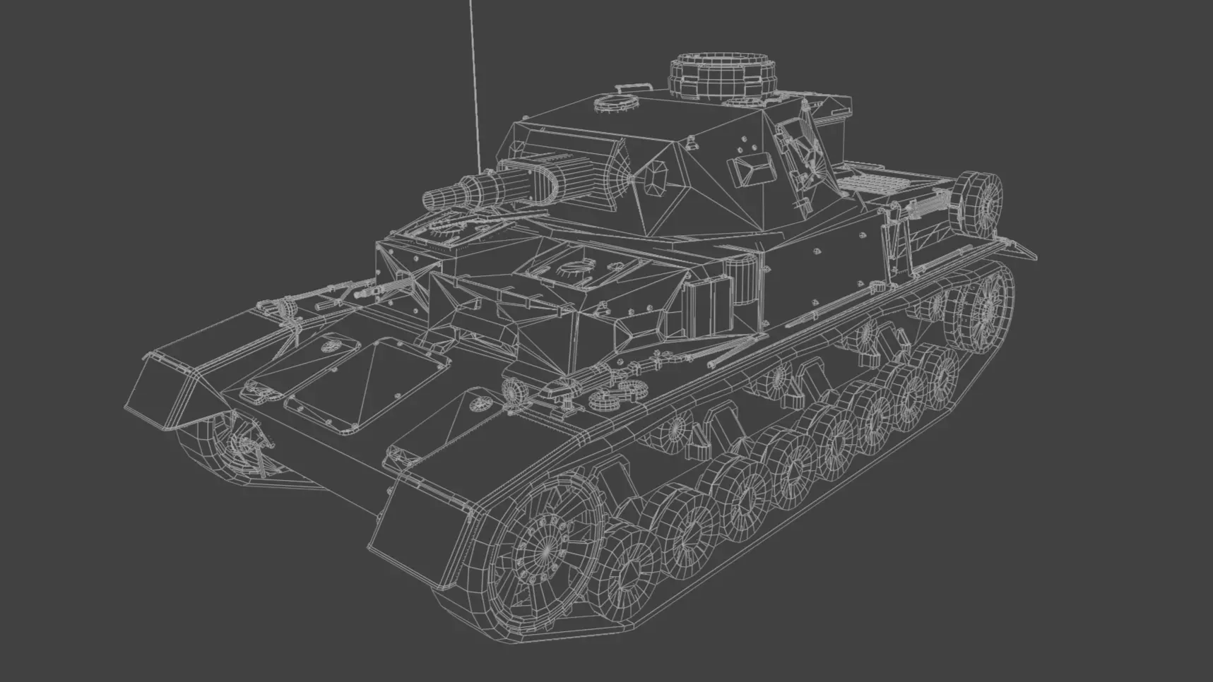 Panzer IV E Medium Tank Low-poly 3D model_10