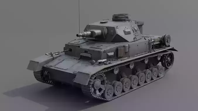 Panzer IV E Medium Tank Low-poly 3D model Panzer IV E Medium Tank Low-poly 3D model