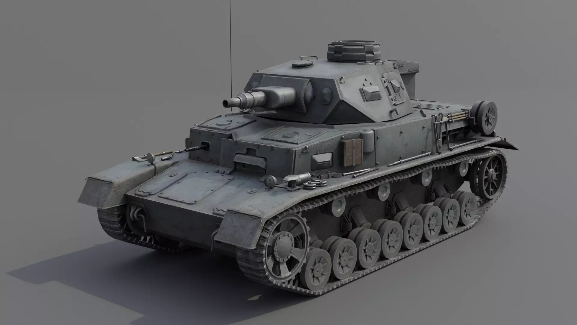 Panzer IV E Medium Tank Low-poly 3D model_0