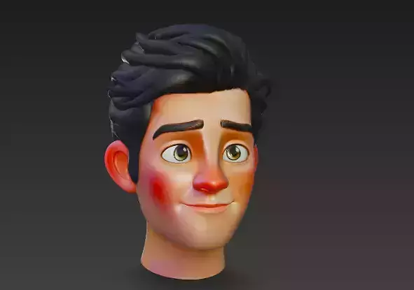 Pixar-Style 3D Animated Male Head