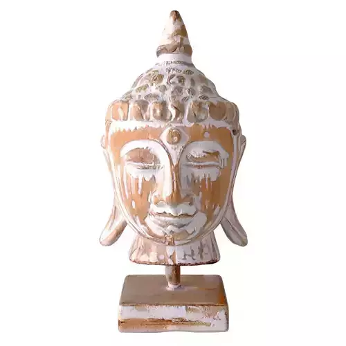 Wooden Buddha Head with Stand