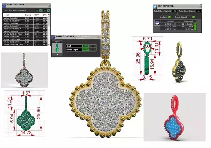 jewelry stl 3dm Quatrefoil Pendant model jp0344