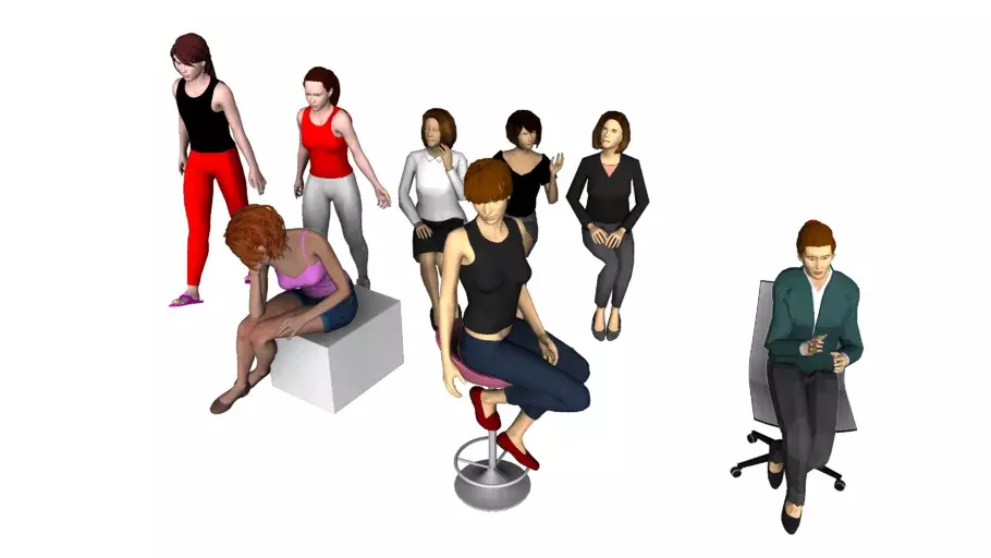 3D People Posed Characters Mega Pack 64 Models SketchUp 3D model