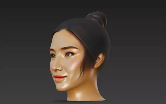Average Asian Female Head 3D Model 3D model_3