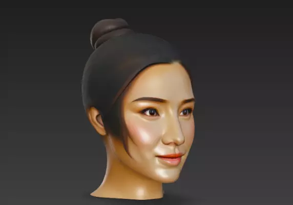 Average Asian Female Head 3D Model 3D model_2