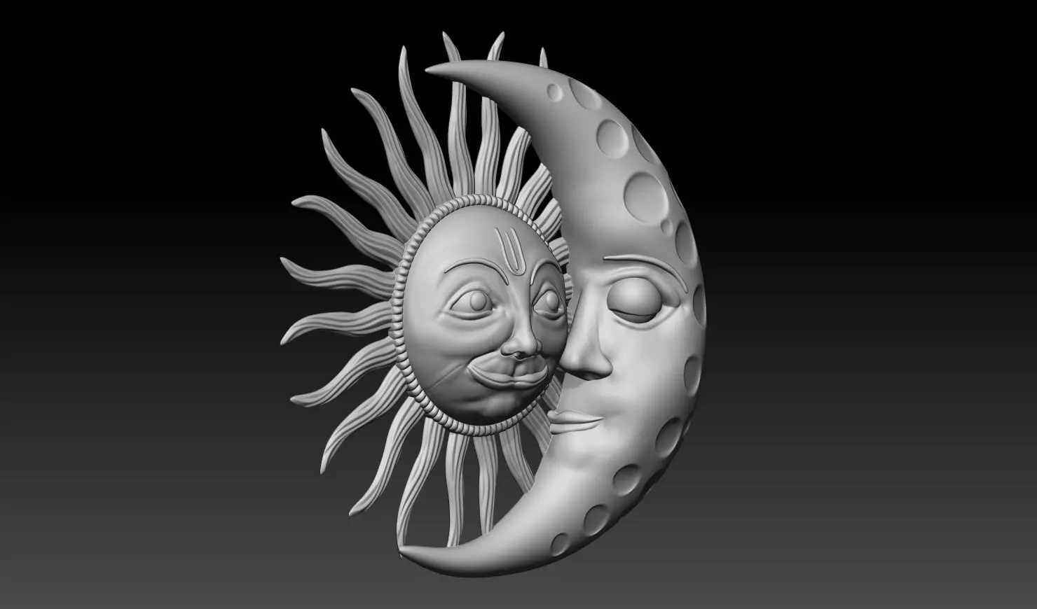 Sun and Moon Pendant 3D Printable Model 3D print model_9