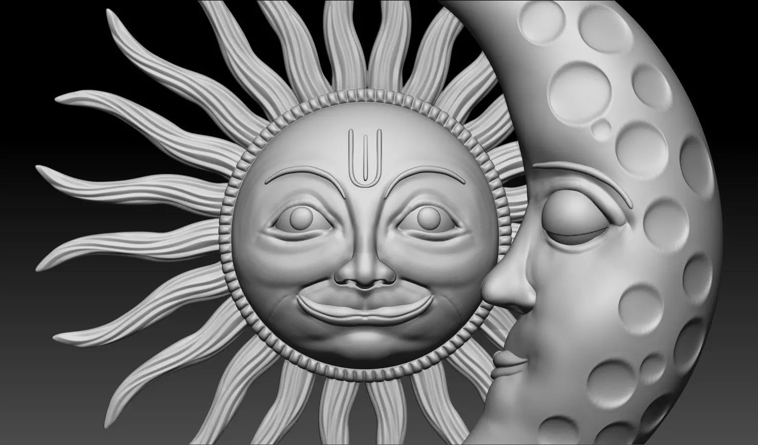 Sun and Moon Pendant 3D Printable Model 3D print model_1