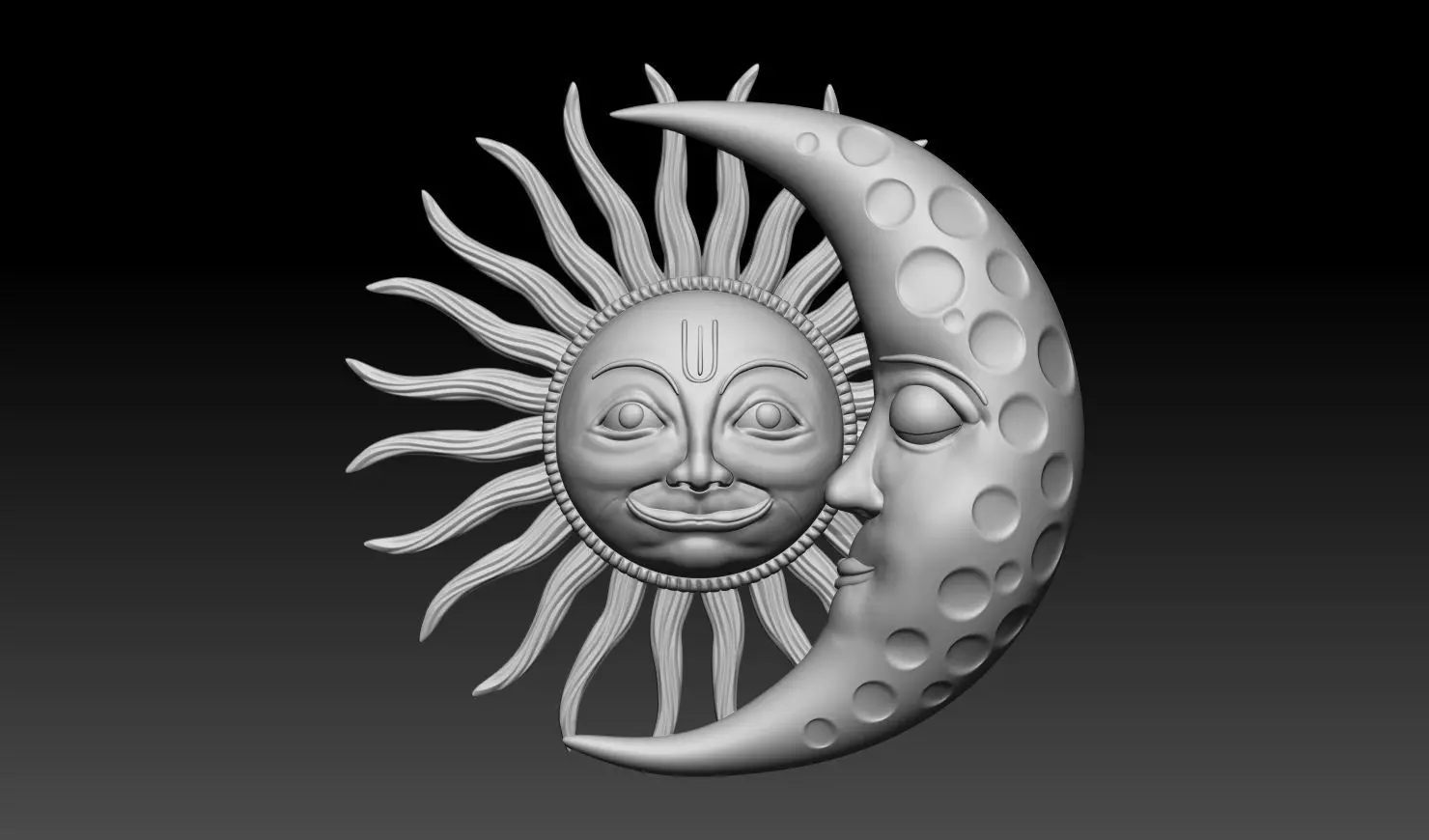 Sun and Moon Pendant 3D Printable Model 3D print model_0