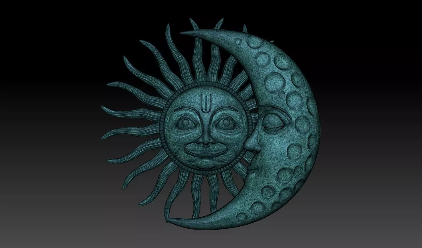 Sun and Moon Pendant 3D Printable Model 3D print model_12